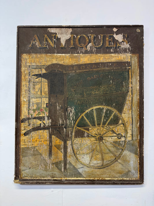Original hand painted antiques shop sign c. 1930