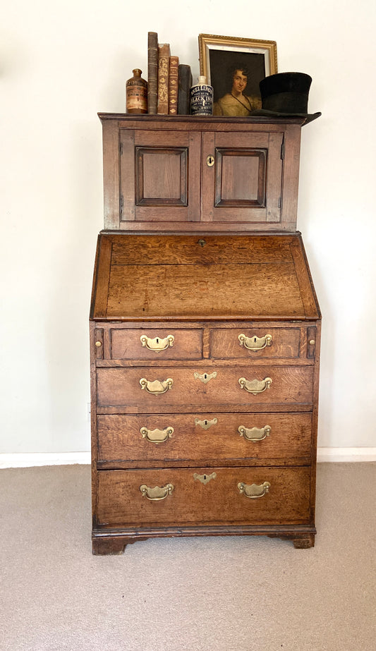 Georgian oak bureau bookcase of good colour