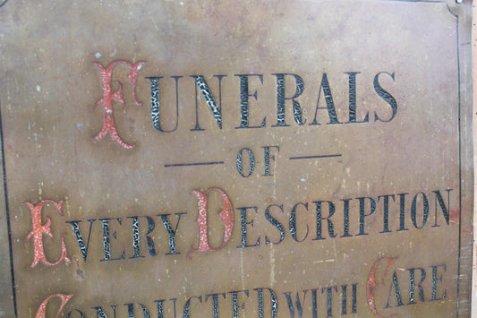 Early 20th century brass funeral sign