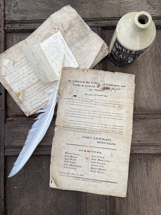 An 1834 horticultural broadside from Dartmouth, Devon