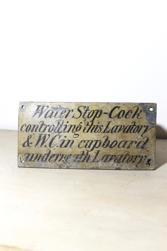 19th century lead English country house water closet sign