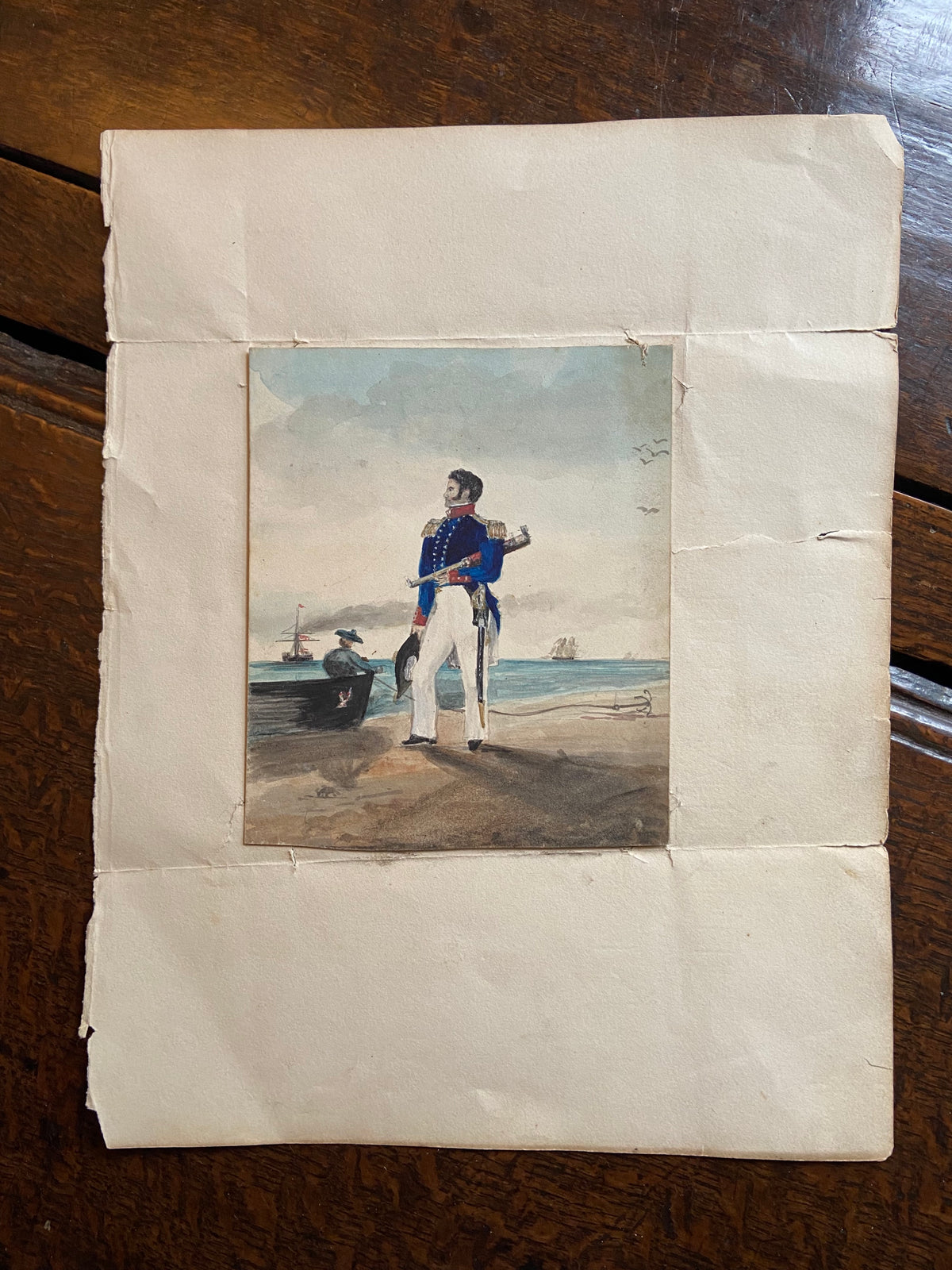 An unframed early 19th century miniature portrait of a ship's captain