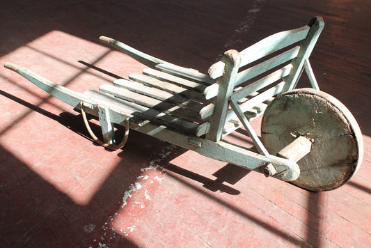 19th c English barrow in original blue paint