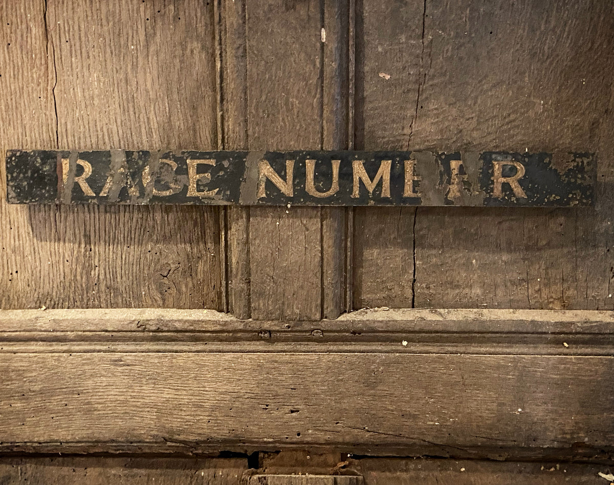 Early 20th century tole sign "Race Number"