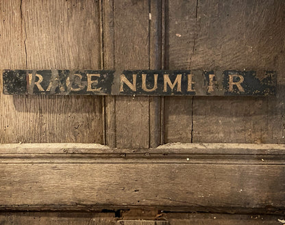 Early 20th century tole sign "Race Number"