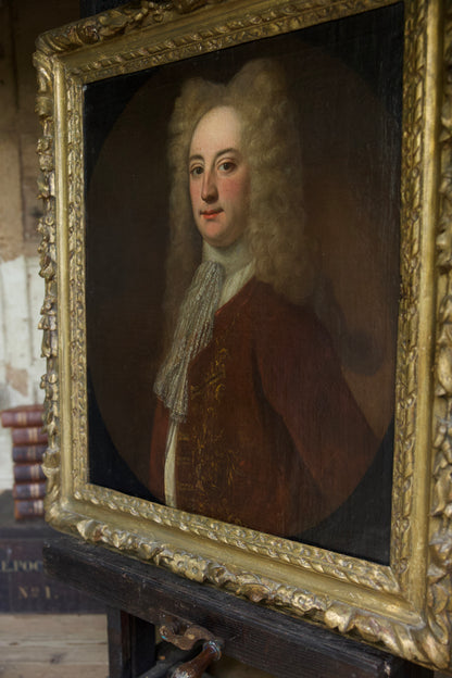 A fine early 18th century portrait of a gentleman in a crimson coat, circle of Joseph Highmore (1692-1780)
