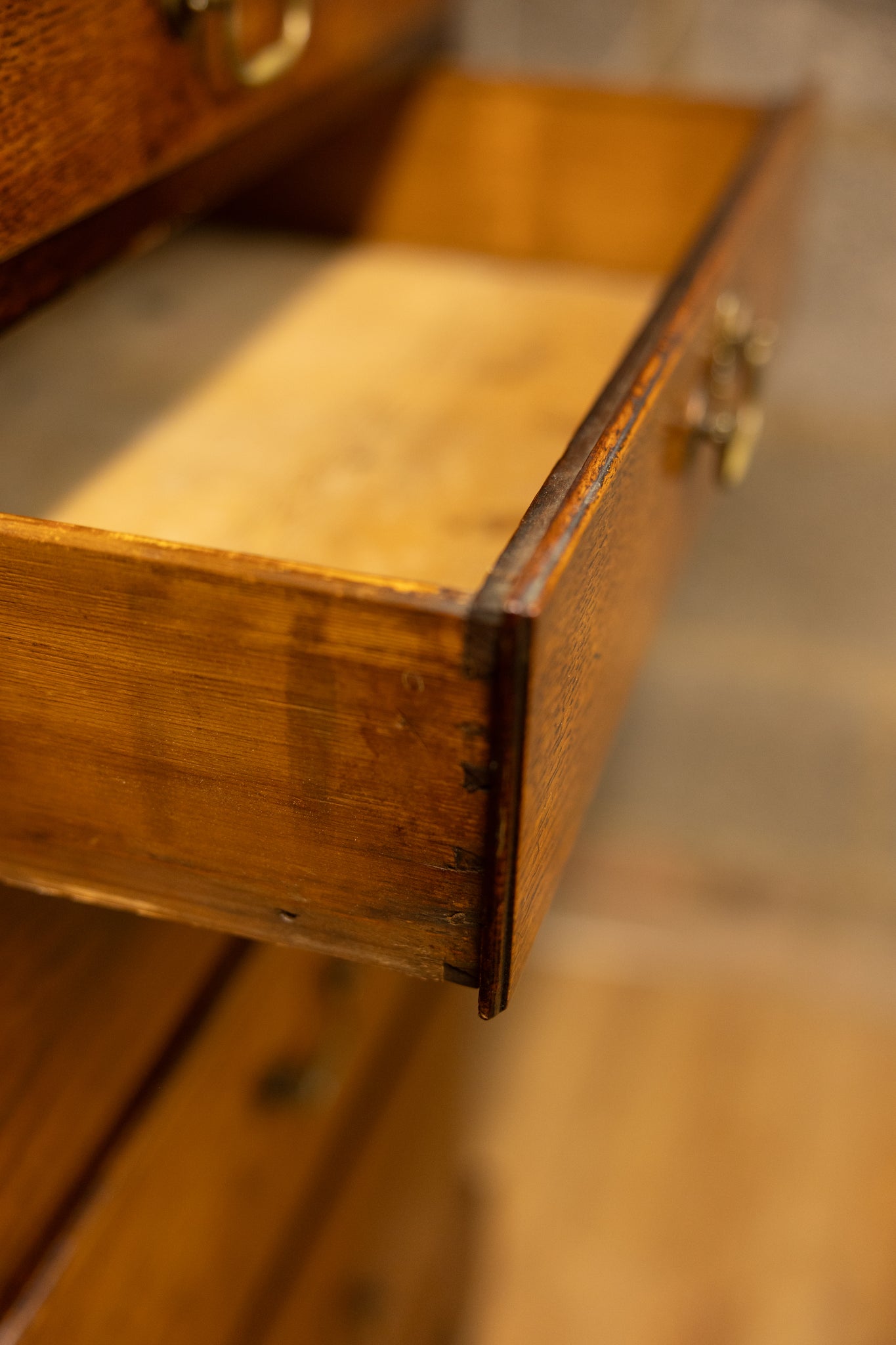 An unusual George III oak North Country oak chest of drawers with inset name 'Mary Rees'