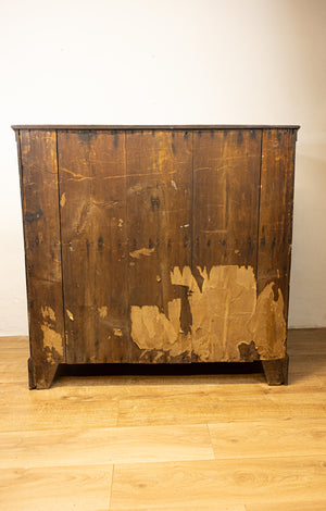 An unusual George III oak North Country oak chest of drawers with inset name 'Mary Rees'