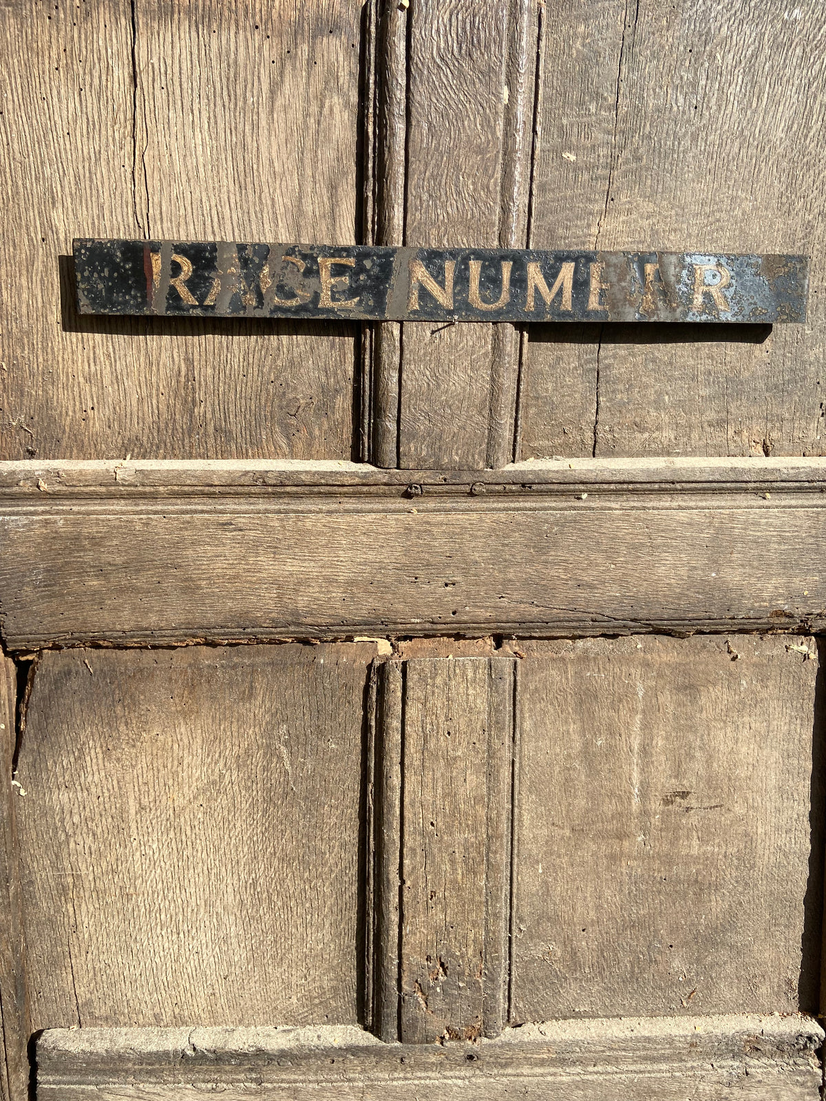 Early 20th century tole sign "Race Number"