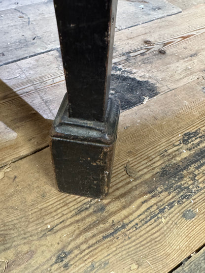 A late 18th-century George III painted open armchair with unusual block feet