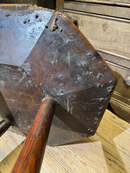 A George III primitive oak slab top octagonal cricket table of exceptional colour