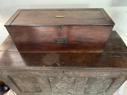 A rare early 19th century mahogany  travelling chest from a 'Phaeton' carriage of excellent colour.