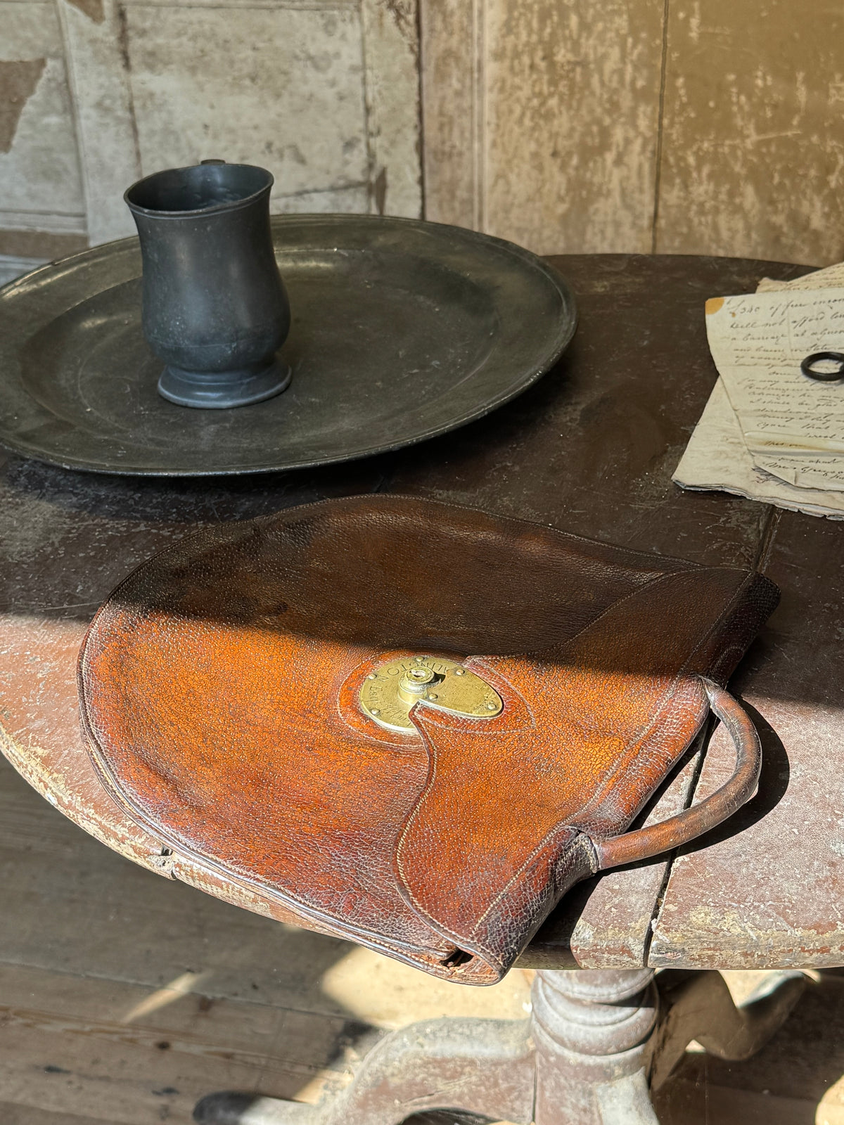 19th century leather case stamped C. Alington Little Barford - Headmaster of Eton College and Shrewsbury School