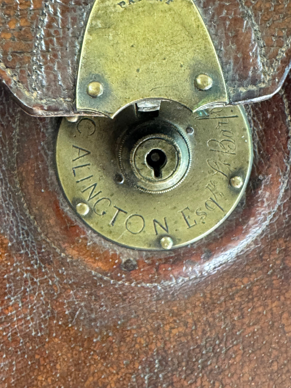 19th century leather case stamped C. Alington Little Barford - Headmaster of Eton College and Shrewsbury School