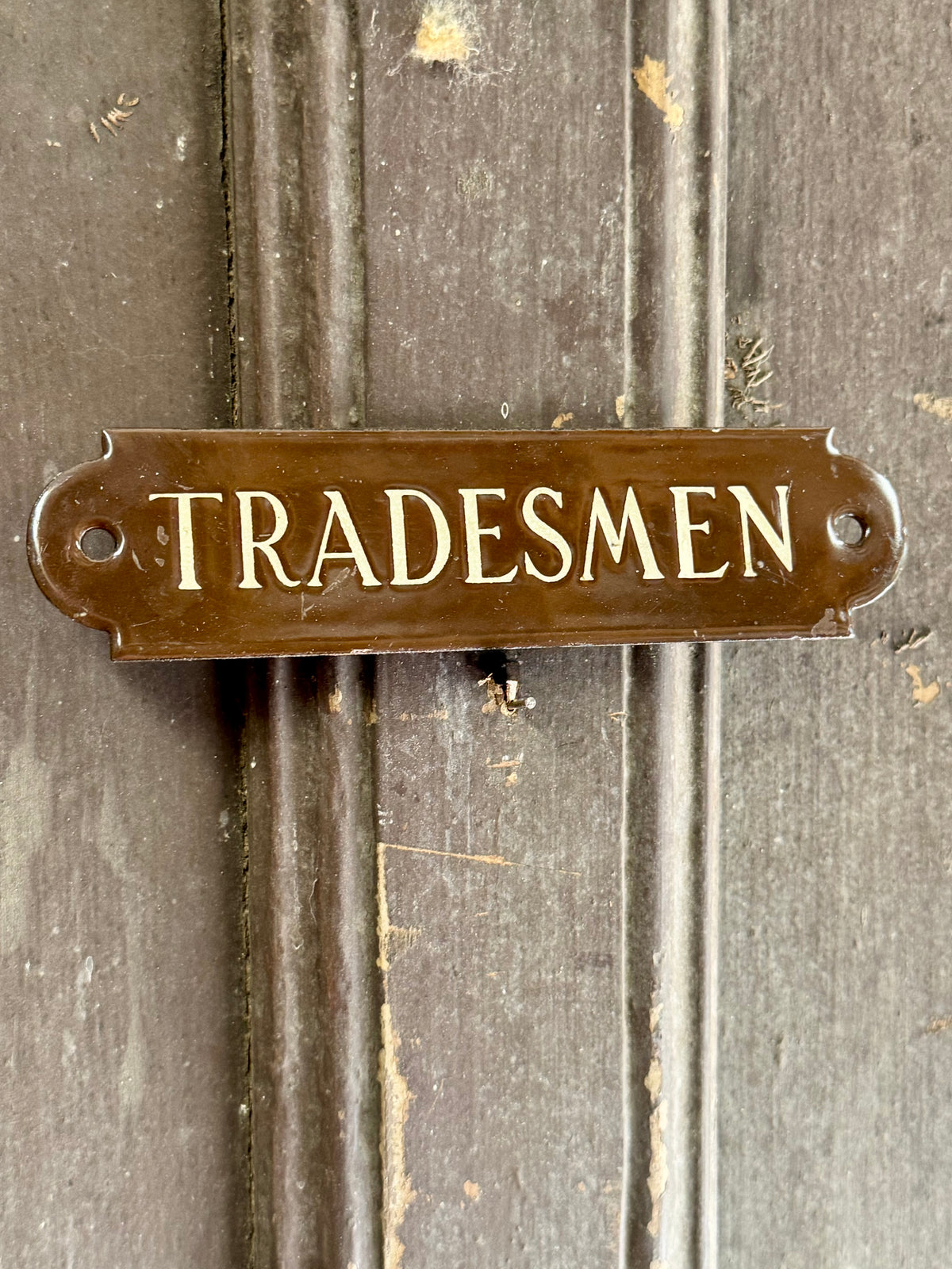 Small early 20th century enamel "Tradesmen" sign