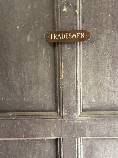 Small early 20th century enamel "Tradesmen" sign