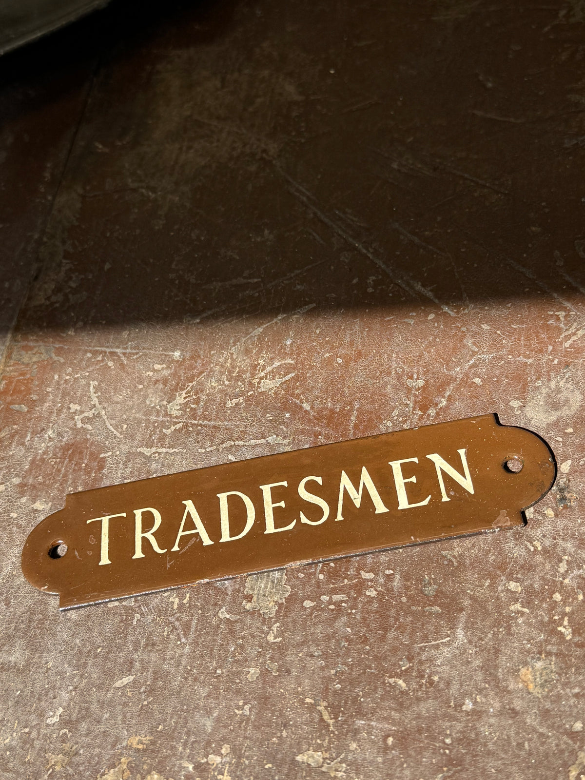 Small early 20th century enamel "Tradesmen" sign