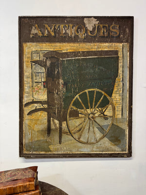 Original hand painted  antiques shop sign c. 1930