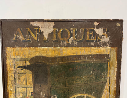 Original hand painted  antiques shop sign c. 1930