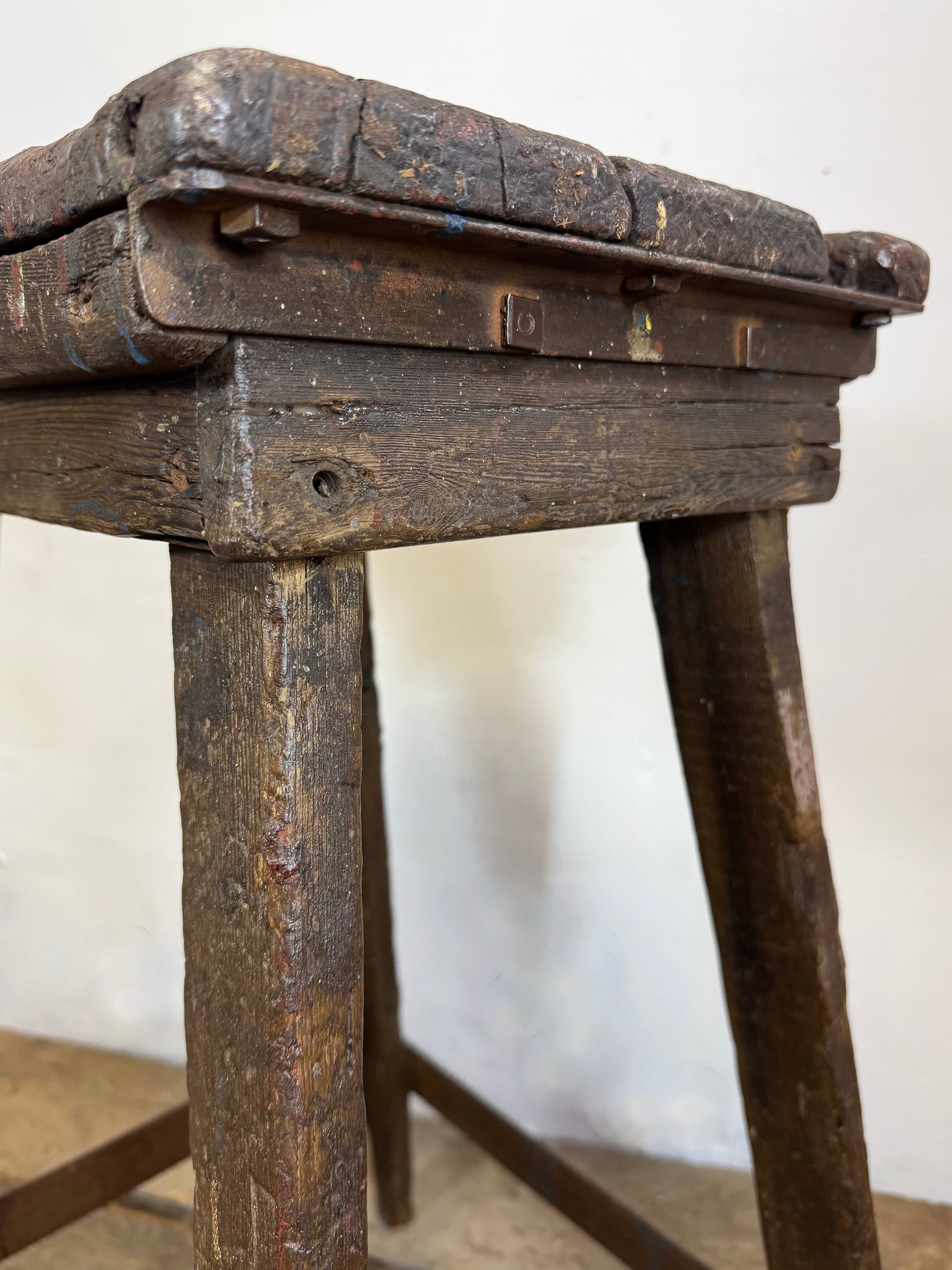 A good example of a primitive 19th century blacksmith's stool from the Cambridgeshire Fens