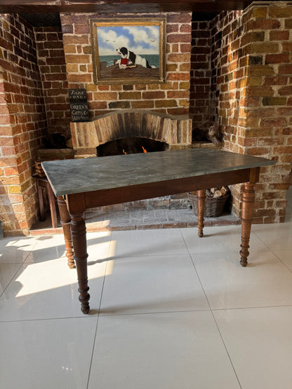 French walnut  zinc top prep table c. 1900