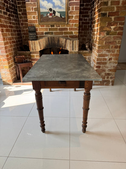 French walnut  zinc top prep table c. 1900