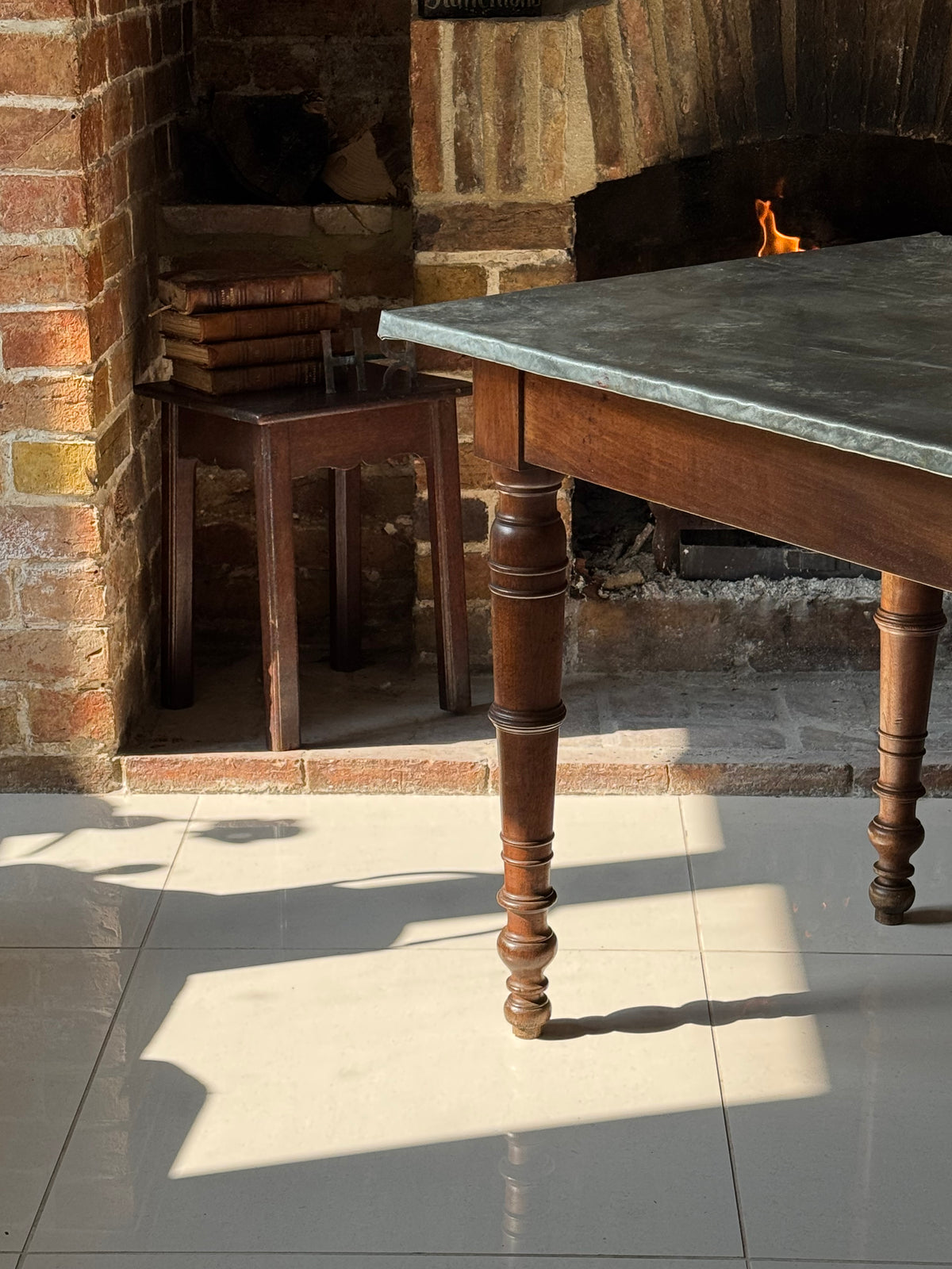 French walnut  zinc top prep table c. 1900
