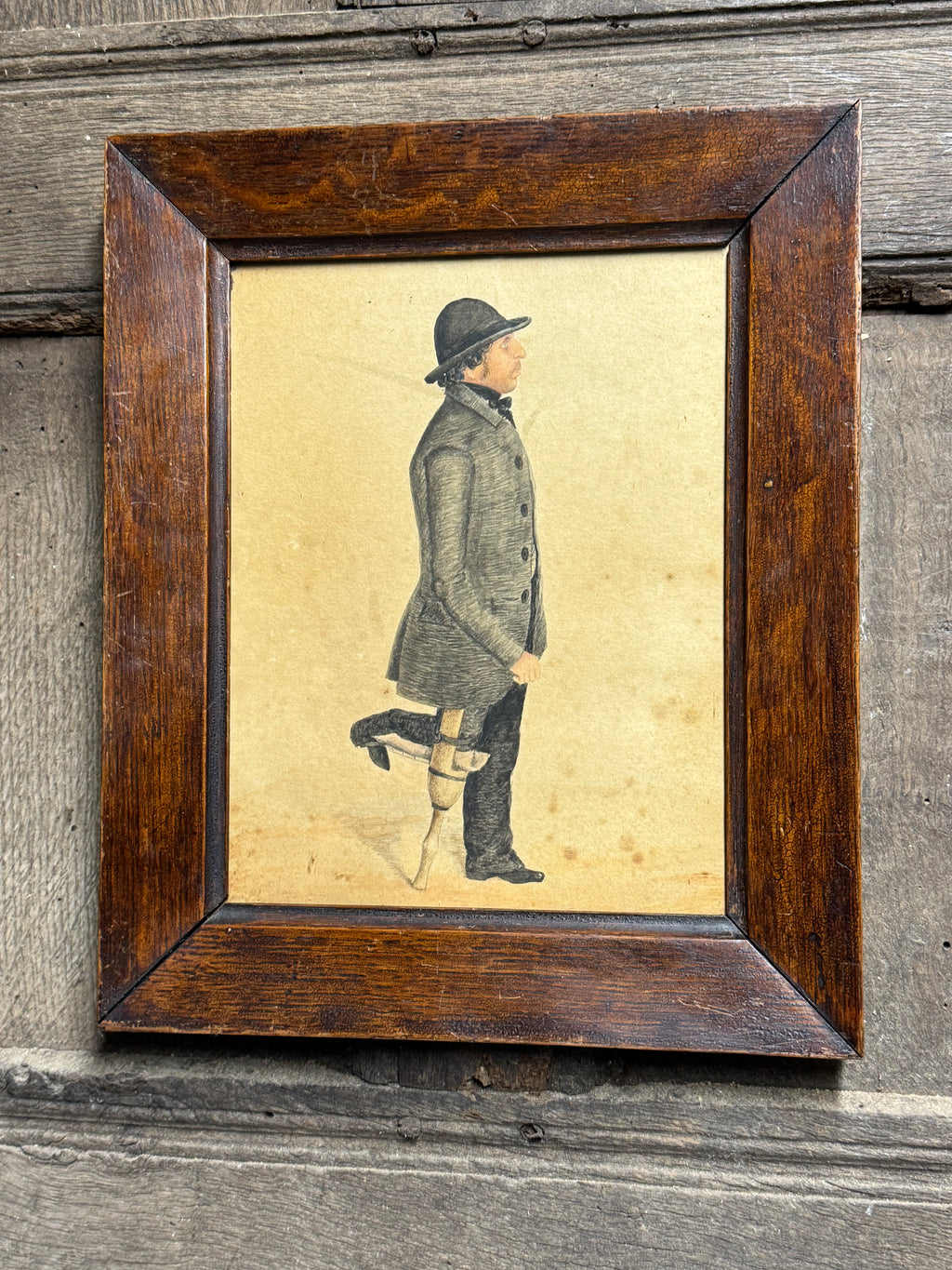 19th c portrait of a gentleman with a wooden leg,