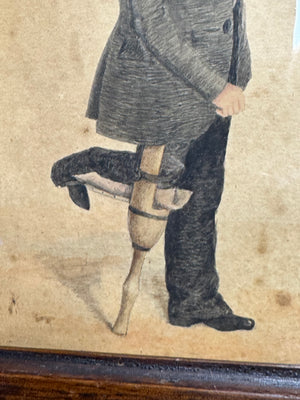 19th c portrait of a gentleman with a wooden leg,