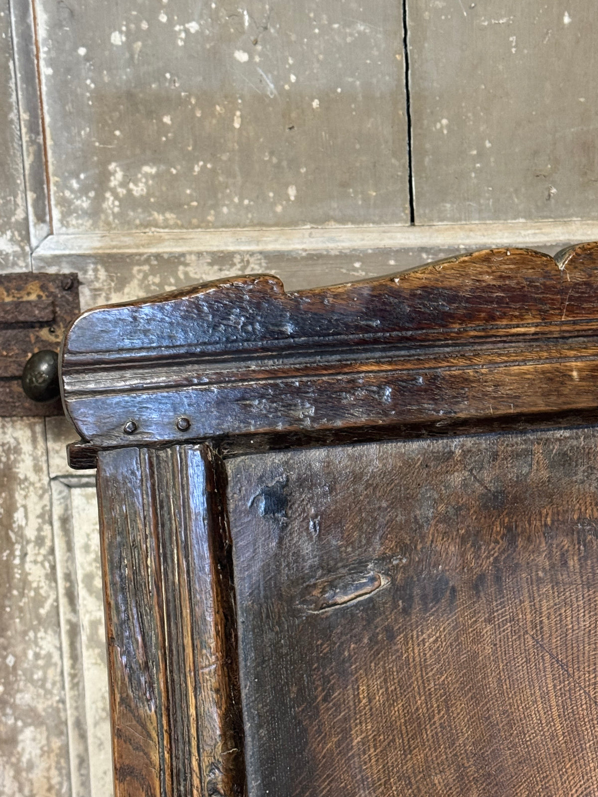 A North country 17th century oak wainscot armchair of excellent colour