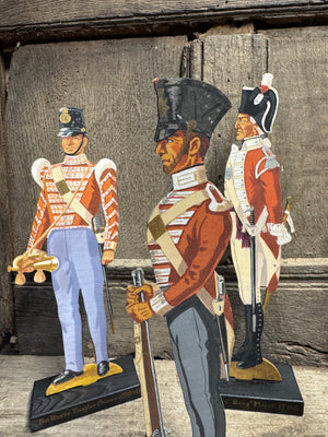 A  group of five  wooden painted soldiers The Buffs by Lt E.V Howell c. 1929