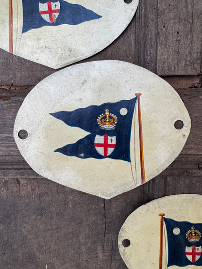 Set of 6 hand painted plaques for the Royal London Club c. 1930