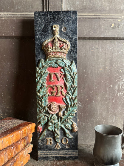 A rare George IV Board of Ordnance painted cast iron architectural plaque, c.1825