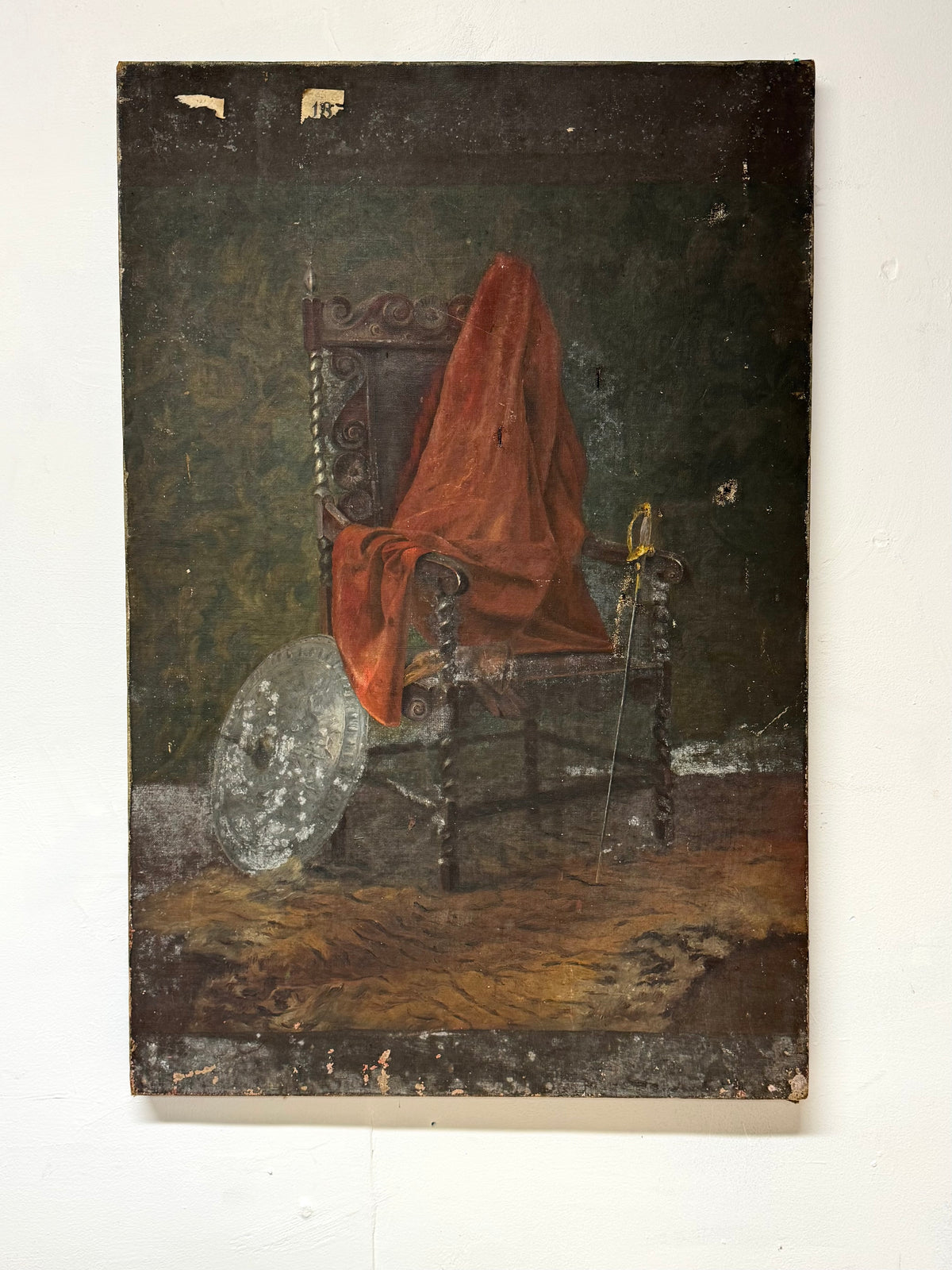19th Century South Kensington Art School Still Life of  17th c style chair and sword