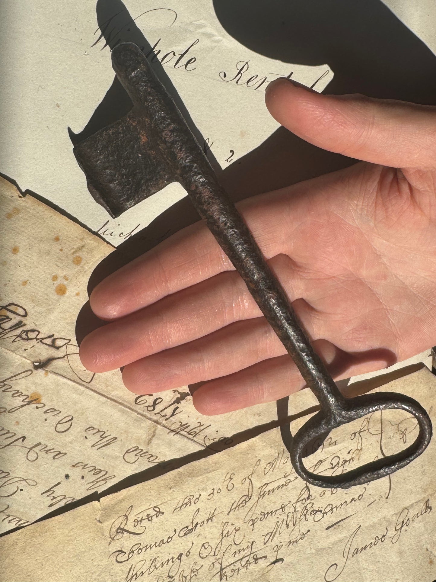 18th century hand forged iron key