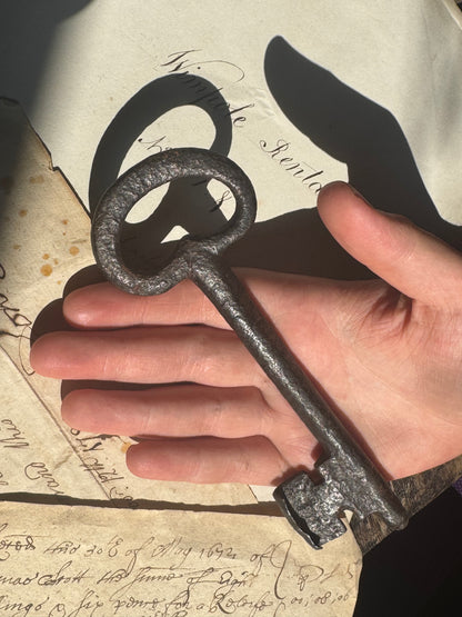 A substantial 17th century iron key