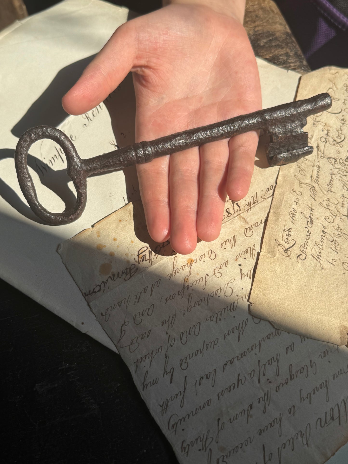 Large wrought iron 18th century key