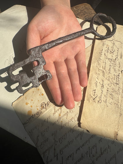 Large Wrought Iron Warded Key  13th / 14th century
