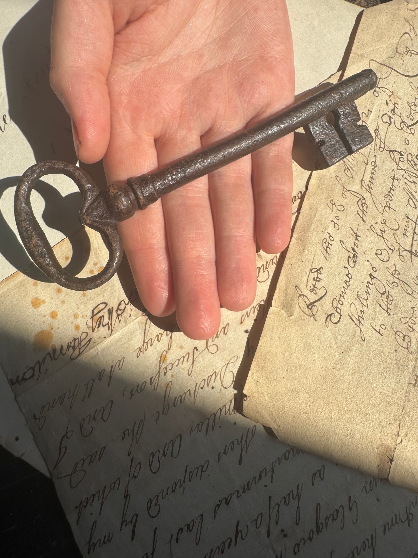 18th century hand forged wrought iron warded key