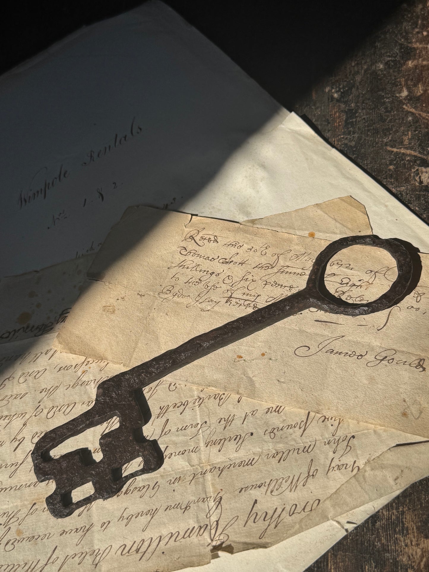 Large Wrought Iron Warded Key  13th / 14th century
