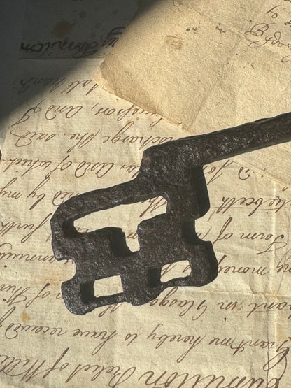 Large Wrought Iron Warded Key  13th / 14th century