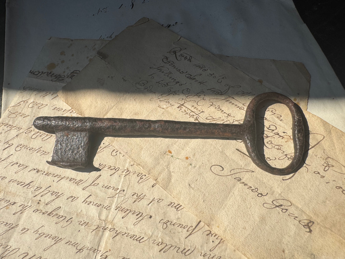 18th century hand forged iron key