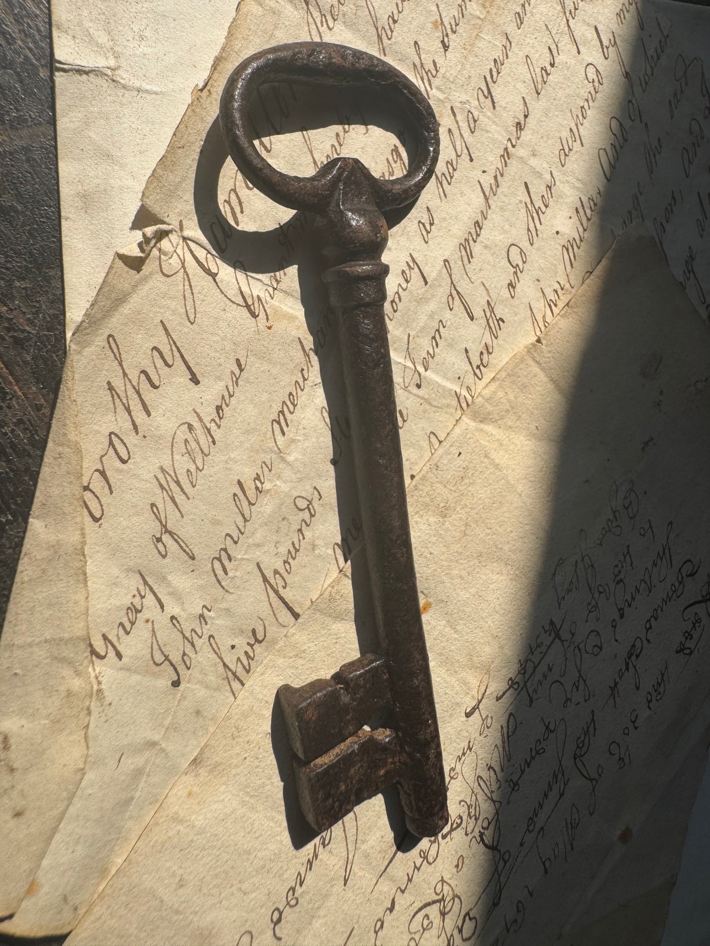 18th century hand forged wrought iron warded key