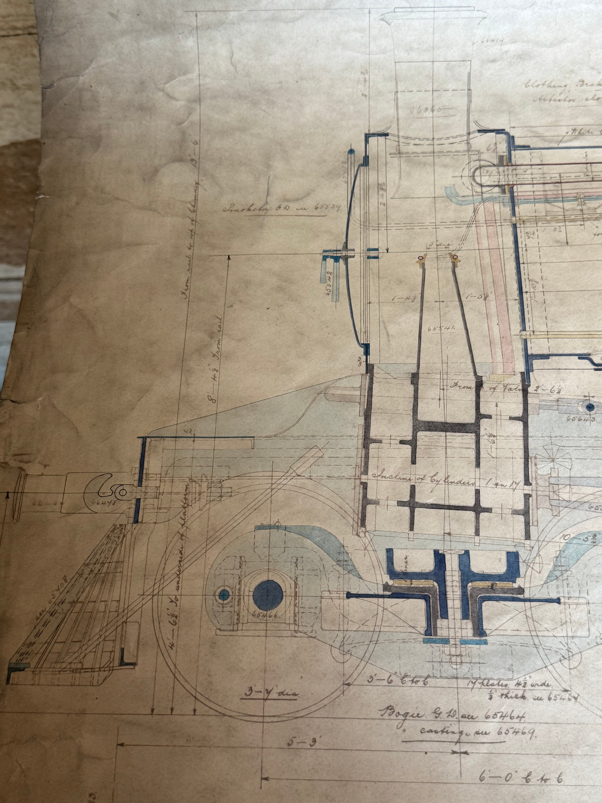 An Original Hand-Drawn Beyer, Peacock Locomotive Works Drawing, Bombay, Baroda & Central India Railway, Dated 1905