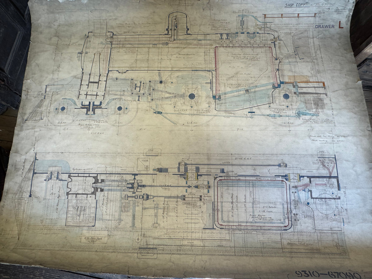 An Original Hand-Drawn Beyer, Peacock Locomotive Works Drawing, Bombay, Baroda & Central India Railway, Dated 1905