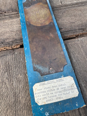 An exceptionally rare Royal Flying Corps finger plate 1912-1918