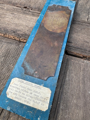 An exceptionally rare Royal Flying Corps finger plate 1912-1918