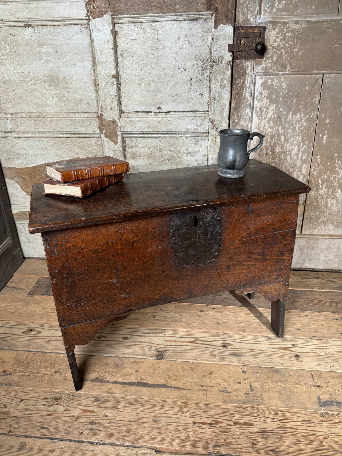 A small 17th century boarded chest