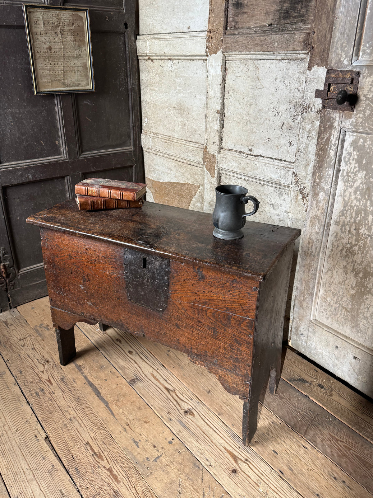 A small 17th century boarded chest