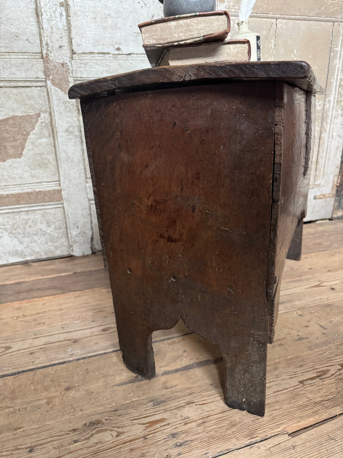 A small 17th century boarded chest